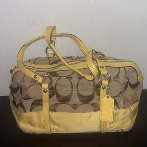 Vintage Y2K Coach Yellow and Brown Signature Shoulder Bag #13551